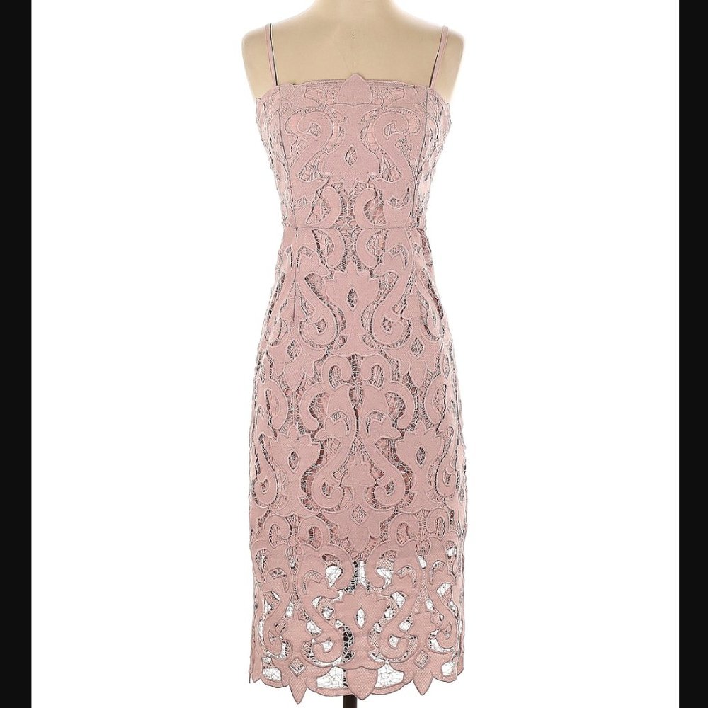 Bardot lace midi dress dusty rose size S